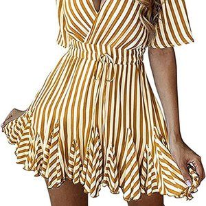 Brown/Orange Striped Dress with short sleeves